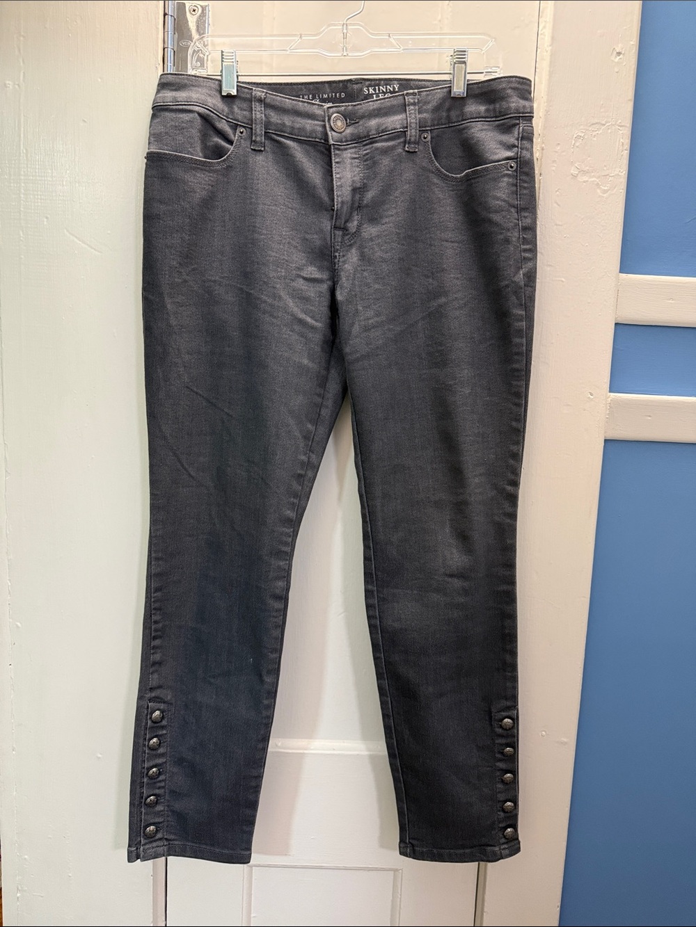 The Limited Women's Skinny Ankle Jeans in Dark Gray - Button Hem